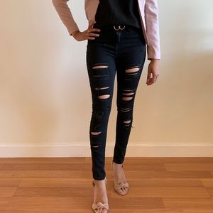 Black Ripped High Waisted Distressed Skinny Jeans